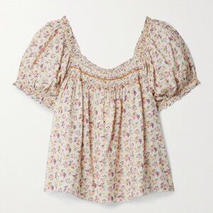 Doen Tops | Doen Portia Floral Smocked Blouse - M